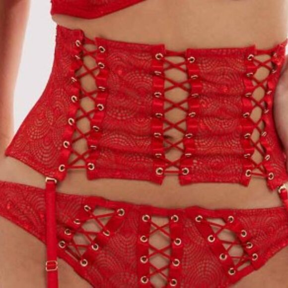 Playful Promises 36H Florence Red High Apex Underwire Bra & Cincher - Picture 4 of 11